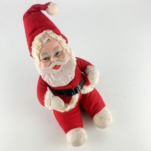 Rare Vintage Spinning Musical Rushton Style Plush Santa Rubber Face Jingle Bells